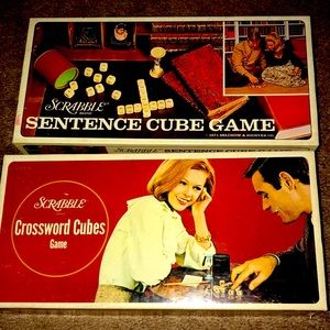 Vintage SCRABBLE Games: Sentence Cube and Crossword Cubes 1968 1971 LIKE NEW